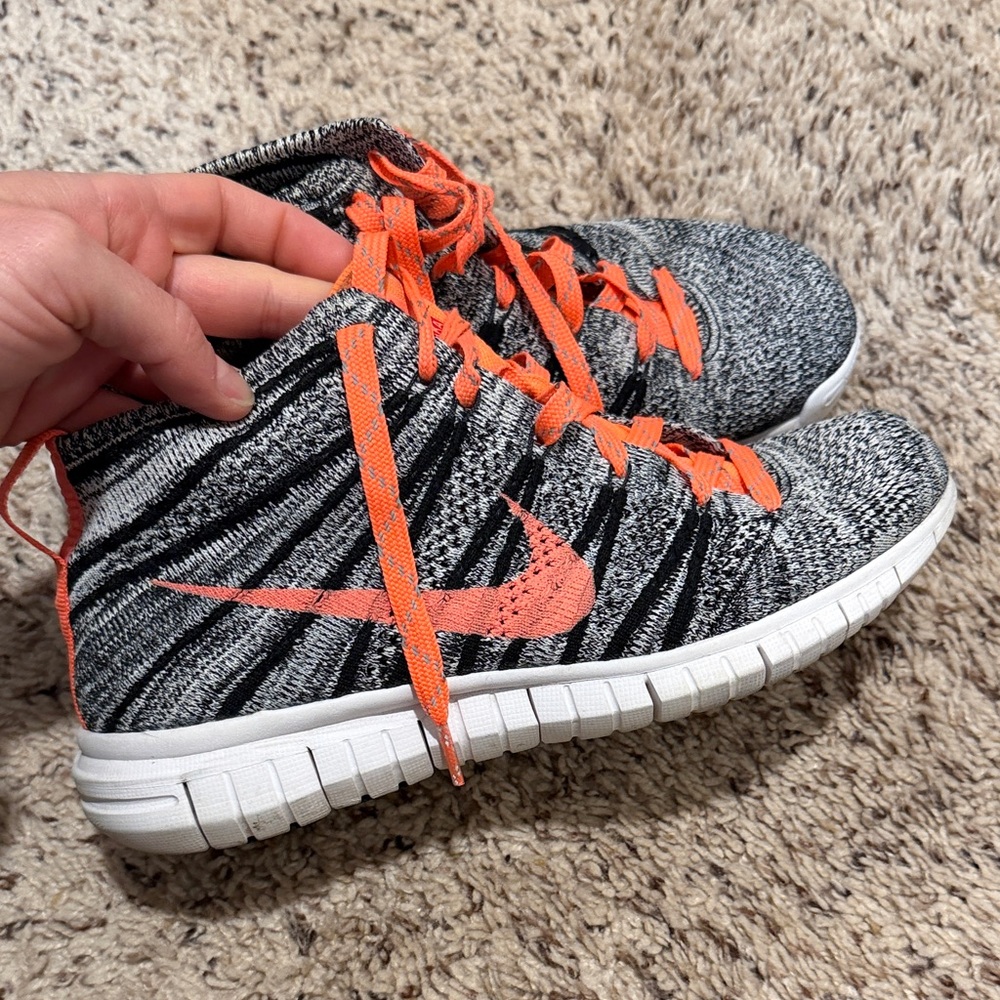 Nike Black and Orange Knit High-Tops